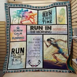 Running In Morning Running Quilt Blanket  Quilt